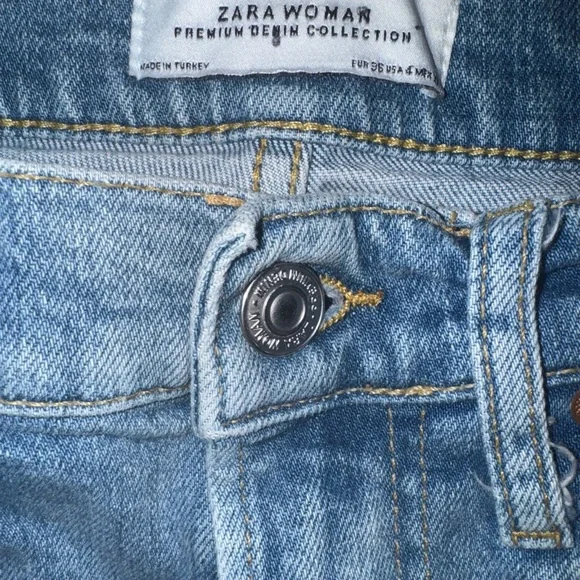 Zara Women's Size 4 Blue Skinny Leg Distressed Medium Wash Cotton Blend Jeans - Picture 7 of 15